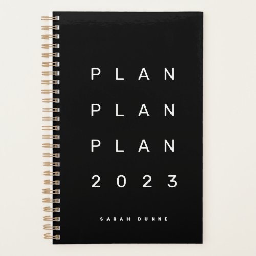 Trendy 2023 Modern Black Monthly Weekly Non Dated Planner