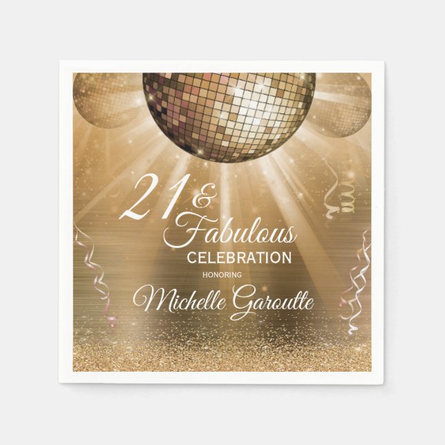 Trendy 21 & Fabulous Gold Napkins (Front)