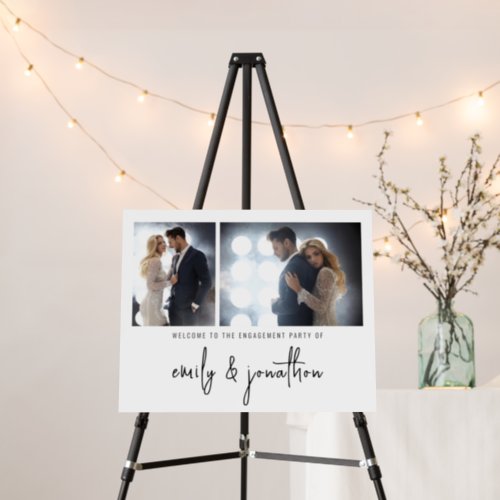 Trendy 2 Photos Script Welcome Engagement Party Foam Board