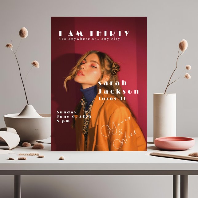 Trendy 30th Birthday Invitation with Photo (Creator Uploaded)