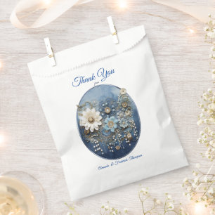 Trendy 3-D Blue Denim Print with Costume Jewellery Favor Bag