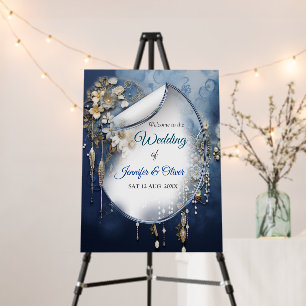 Trendy 3-D Blue Denim Print with Costume Jewellery Foam Board