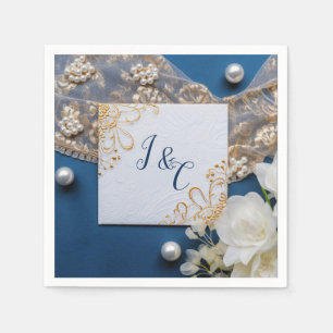 Trendy 3-D Blue Denim Print with Costume Jewellery Napkins