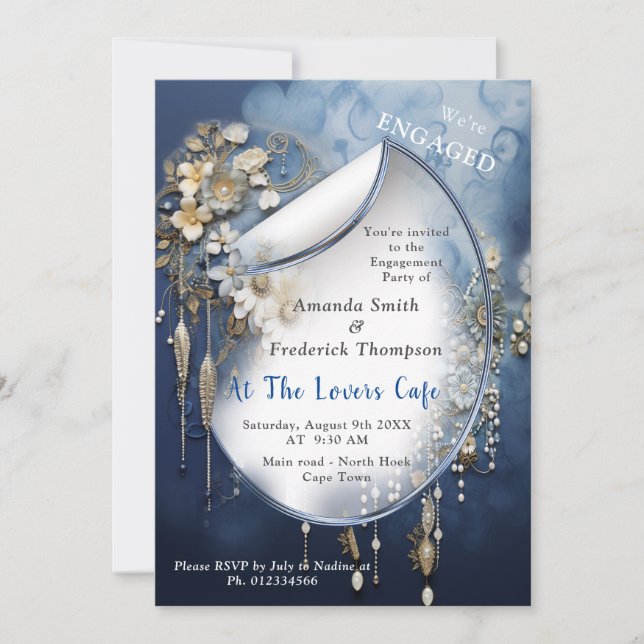 Trendy 3-D Denim Print with Costume Jewellery Invitation (Front)