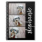 Trendy 3 Photos black & white modern script name