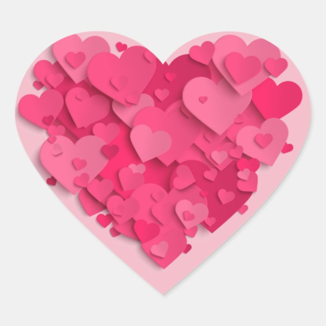 Trendy 3D Pink Heart Heart Sticker (Front)
