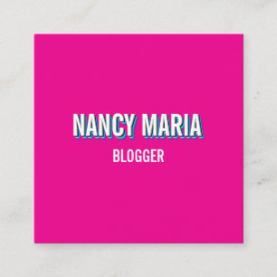 Trendy 3d typography blogger minimal square business card