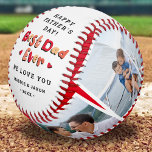 Trendy 4 Photo Best Dad Ever Keepsake Fathers Day  Baseball<br><div class="desc">Modern and Cute Father's day or birthday gift for a dad, featuring 4 insta square photographs of your choice framed in a white border on a red background that can be changed to any color, with bold text in a variety shades of red that says "Best Dad Ever" with cute...</div>