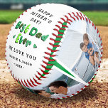 Trendy 4 Photo Best Dad Ever Keepsake Fathers Day  Baseball<br><div class="desc">Modern and Cute Father's day or birthday gift for a dad, featuring 4 insta square photographs of your choice framed in a white border on a fresh green background that can be changed to any color, with bold text in a variety shades of green that says "Best Dad Ever" with...</div>