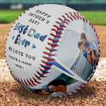 Trendy 4 Photo Best Dad Ever Keepsake Fathers Day Baseball<br><div class="desc">Modern and Cute Father's day or birthday gift for a dad, featuring 4 insta square photographs of your choice framed in a white border on a blue background that can be changed to any color, with bold text in a variety shades of blue that says "Best Dad Ever" with cute...</div>