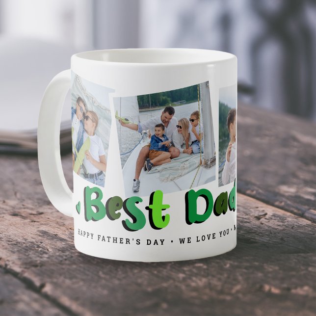 Trendy 4 Photo Best Dad Ever Keepsake Fathers Day Coffee Mug (Creator Uploaded)
