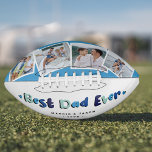 Trendy 4 Photo 'Best Dad Ever' Keepsake Football<br><div class="desc">Create your very own unique keepsake football with this 'Best Dad Ever' Design. Featuring 4 insta square photographs of your choice framed in a white border, with bold text in a variety shades of blue that says "Best Dad Ever" with cute little hearts either side. Customize this product by adding...</div>