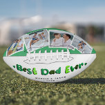 Trendy 4 Photo 'Best Dad Ever' Keepsake Football<br><div class="desc">Create your very own unique keepsake football with this 'Best Dad Ever' Design. Featuring 4 insta square photographs of your choice framed in a white border, with bold text in a variety shades of green that says "Best Dad Ever" with cute little hearts either side. Customize this product by adding...</div>