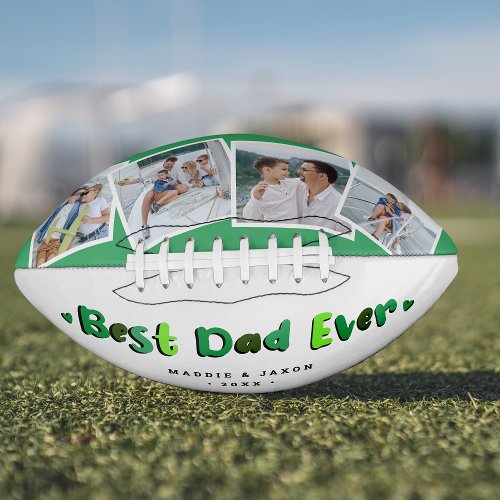 Trendy 4 Photo Best Dad Ever Keepsake Football