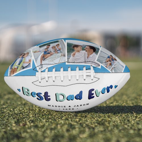 Trendy 4 Photo Best Dad Ever Keepsake Football