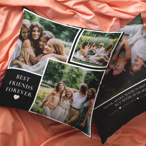 Trendy 4 Photo  Bestie Quote Best Friends Forever Throw Pillow