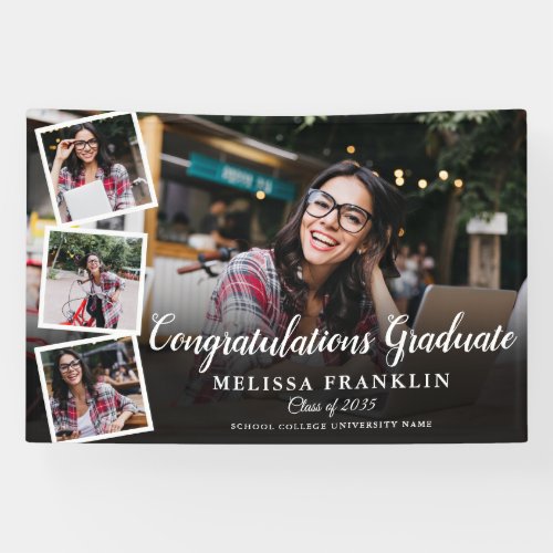 Trendy 4 Photo Collage Graduation Party Banner