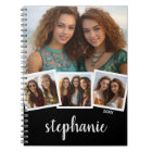 Trendy 4 Photo Collage Script Name White Black