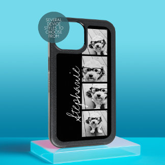 Trendy 4 Photos and Name - black background OtterBox iPhone 14 Plus Case
