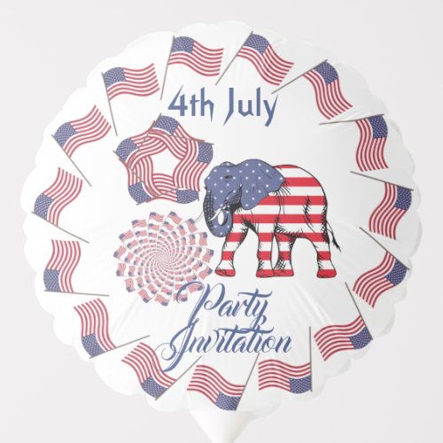 Trendy 4th July American Flag Party Elephant Balloon
