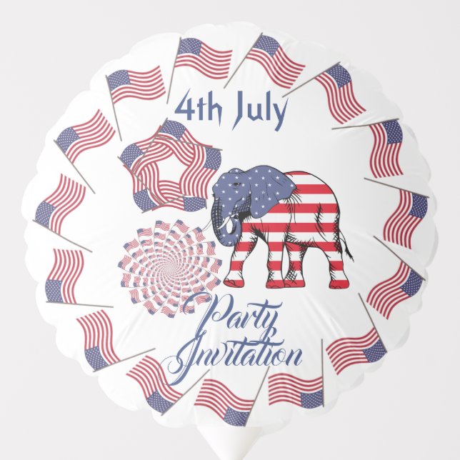Trendy 4th July American Flag Party Elephant Balloon (Front)