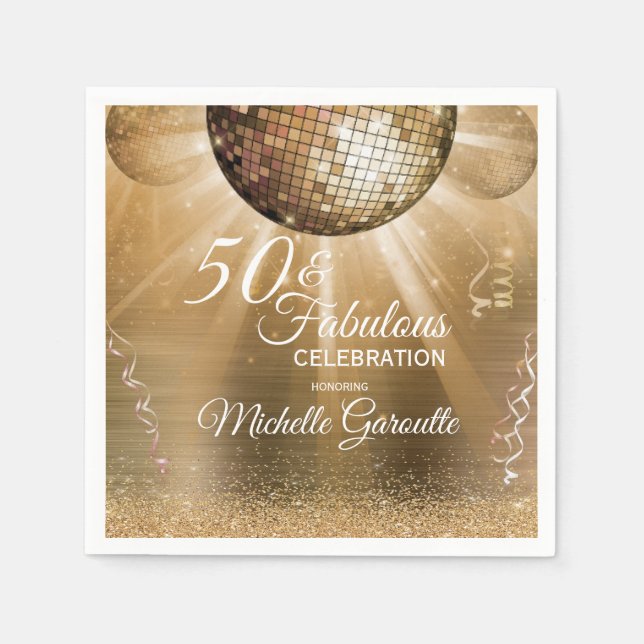 Trendy 50 & Fabulous Gold Napkins (Front)