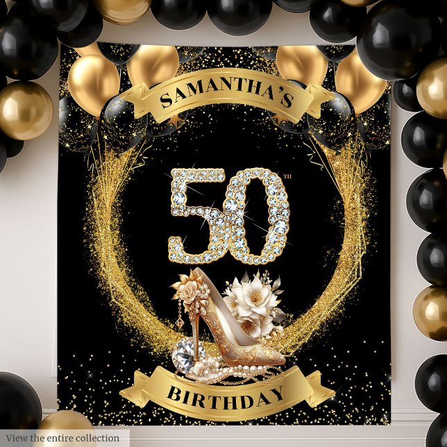 Trendy 50th Birthday Diamond Numbers High Heels Tapestry (Trendy 50th Birthday Diamond Numbers High Heels Tapestry)