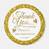 Trendy 50th Birthday Party Gold Glitter Thank You