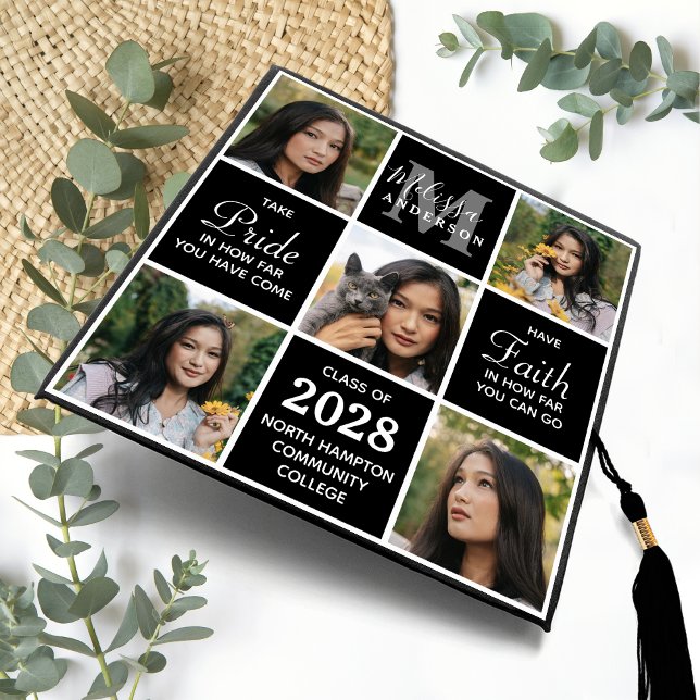 Trendy 5 Photo Collage Inspirational Graduate  Graduation Cap Topper (Creator Uploaded)