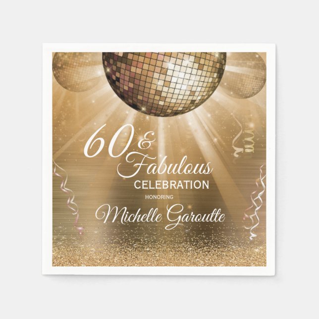 Trendy 60 & Fabulous Gold Napkins (Front)