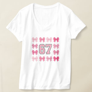 Trendy 67 Pink Bows Varsity Number Tank Top
