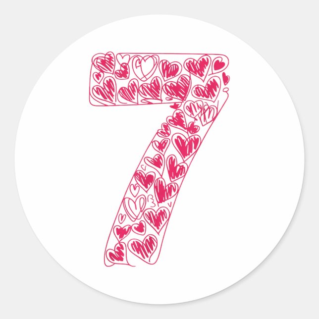 Trendy 6 7 Viral Sketch Heart 67 Cute Valentine Ma Classic Round Sticker (Front)
