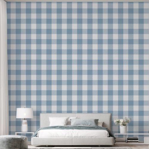 Trendy 6 Light Blue Buffalo Check Wallpaper