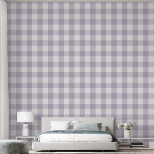 Trendy 6 Light Purple Gingham Buffalo Check Wallpaper