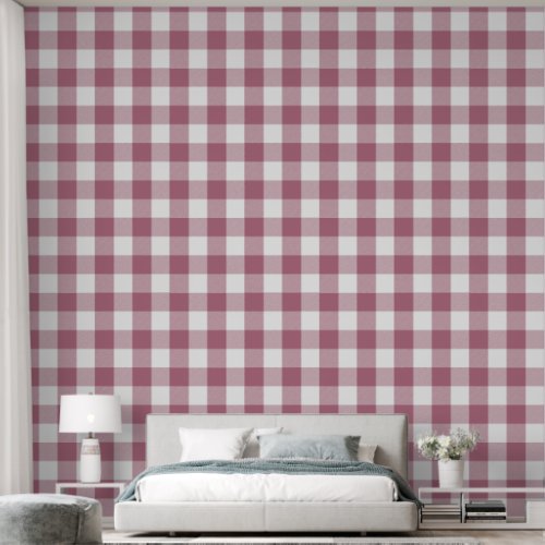 Trendy 6 Rose Pink Buffalo Check Wallpaper