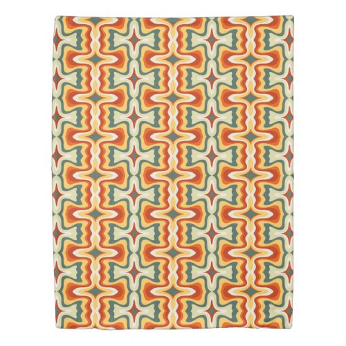 Trendy 70s Retro Abstract Pattern Colorful Boho Duvet Cover