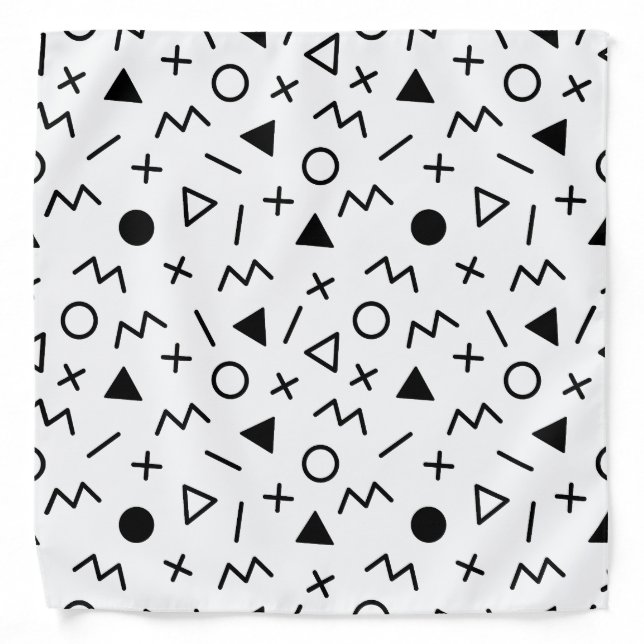 Trendy 80s Black and White Pattern Bandana (Front)