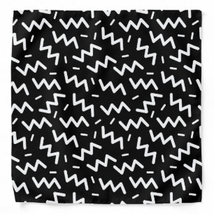 Trendy 80s Black and White Pattern Bandana