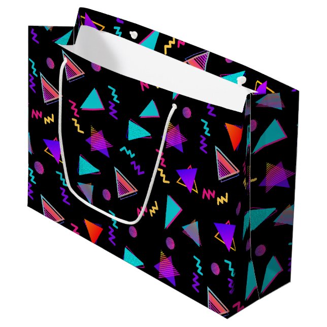 Trendy 80s Black Large Gift Bag (Front Angled)
