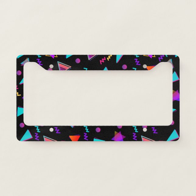 Trendy 80s Black License Plate Frame (Front)