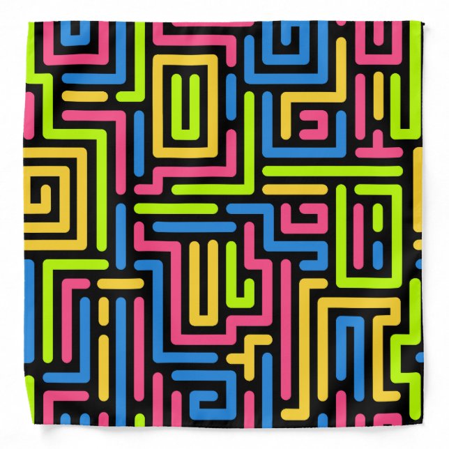 Trendy 80s Colorful Pattern Bandana (Front)