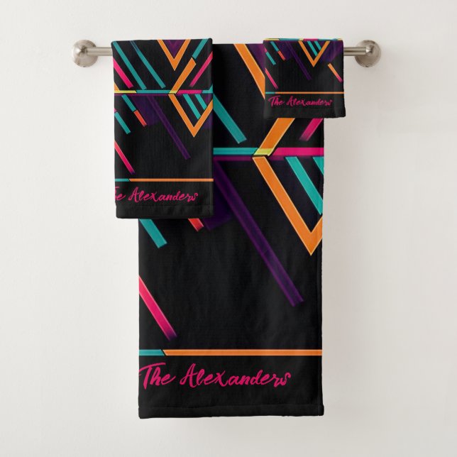 Trendy 80s design bath towel set (Insitu)