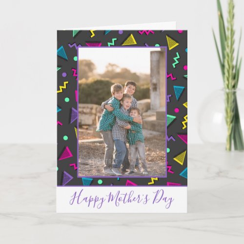 Trendy 80s Design Mothers Day Photo  Card