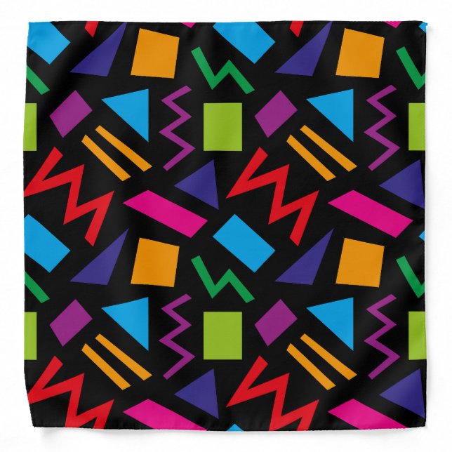 Trendy 80s Pattern Black Bandana (Front)