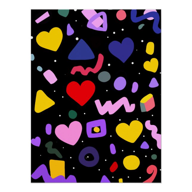 Trendy 80s Pattern Blue Ink Pen Poster (Front)