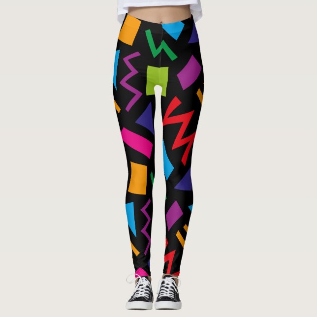 Trendy 80s Pattern Colorful Leggings (Front)