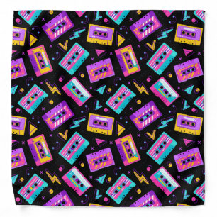 Trendy 80s Retro Cassette Pattern Bandana
