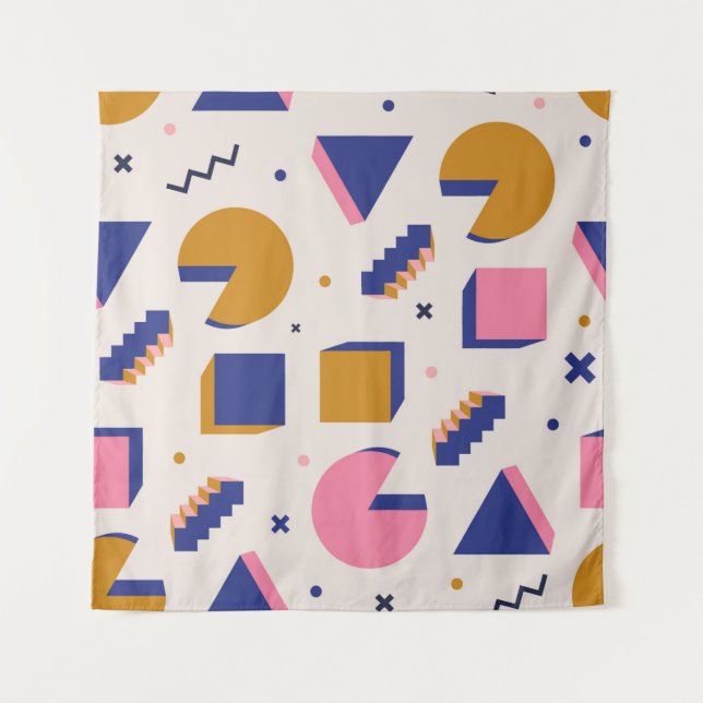 Trendy 90s memphis geometric seamless pattern. Vin Tapestry (Front)