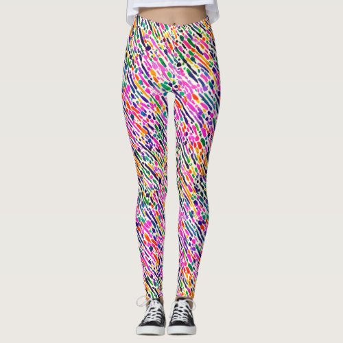 Trendy Abstract  Art Colorful Watercolor Paint Leggings