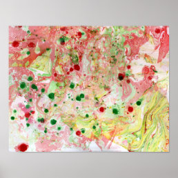 Trendy Abstract Art Green Pink Red Yellow Modern Poster